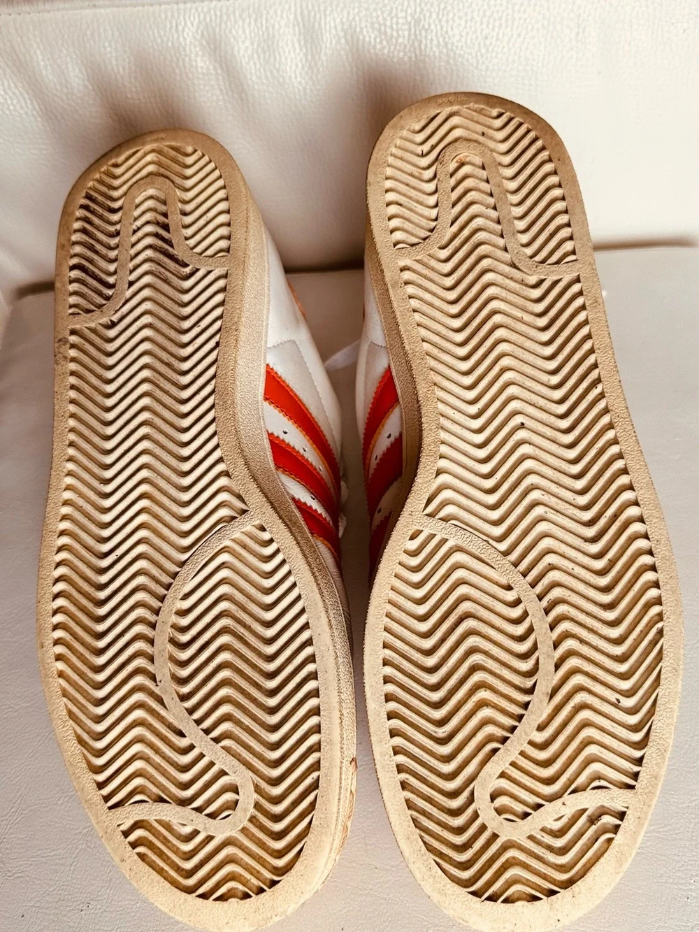 adidas White & Orange Superstar Shoes